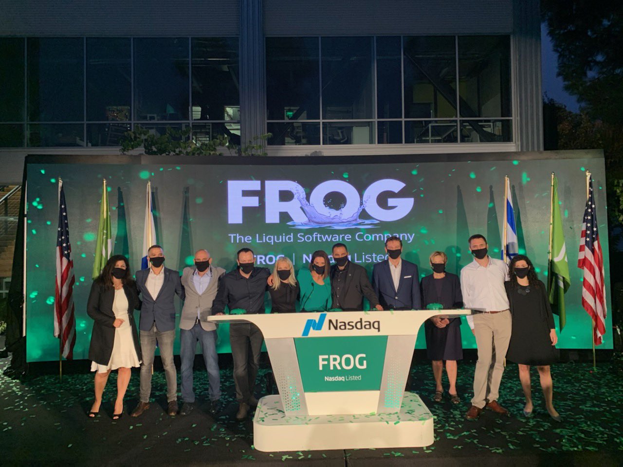JFrog leadership rings the NASDAQ opening bell on IPO day